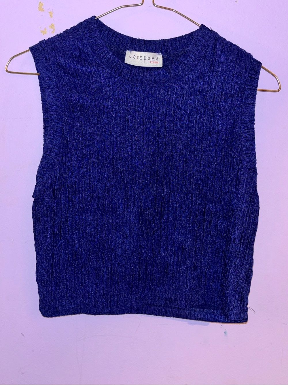 LovePoem Midnight Blue Ribbed Sleeveless Tank & Pant SET